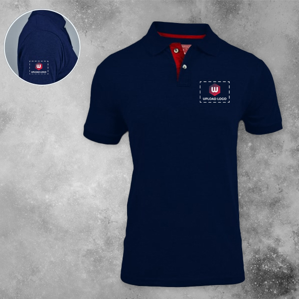 Santhome Highlander Cotton Polo T-shirt for Men Navy Blue - Custom Logo Left Chest & Right Arm