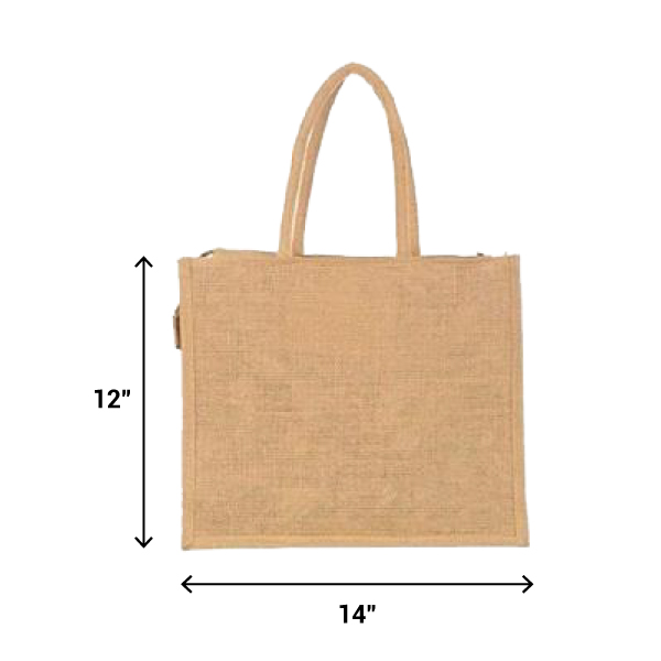 JUTELINE Eco-Friendly Jute Promotional Bags with Zipper | Size - 14*12*5 inch-2
