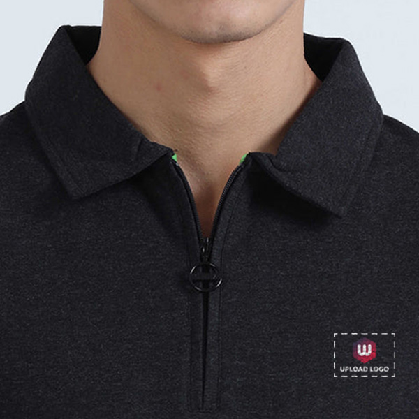Caslay Sweat Polo T Shirt (Charcoal Melange)-3