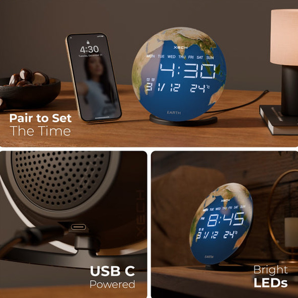 XECH Solaris X (Earth) Desktop Clock Speaker-2