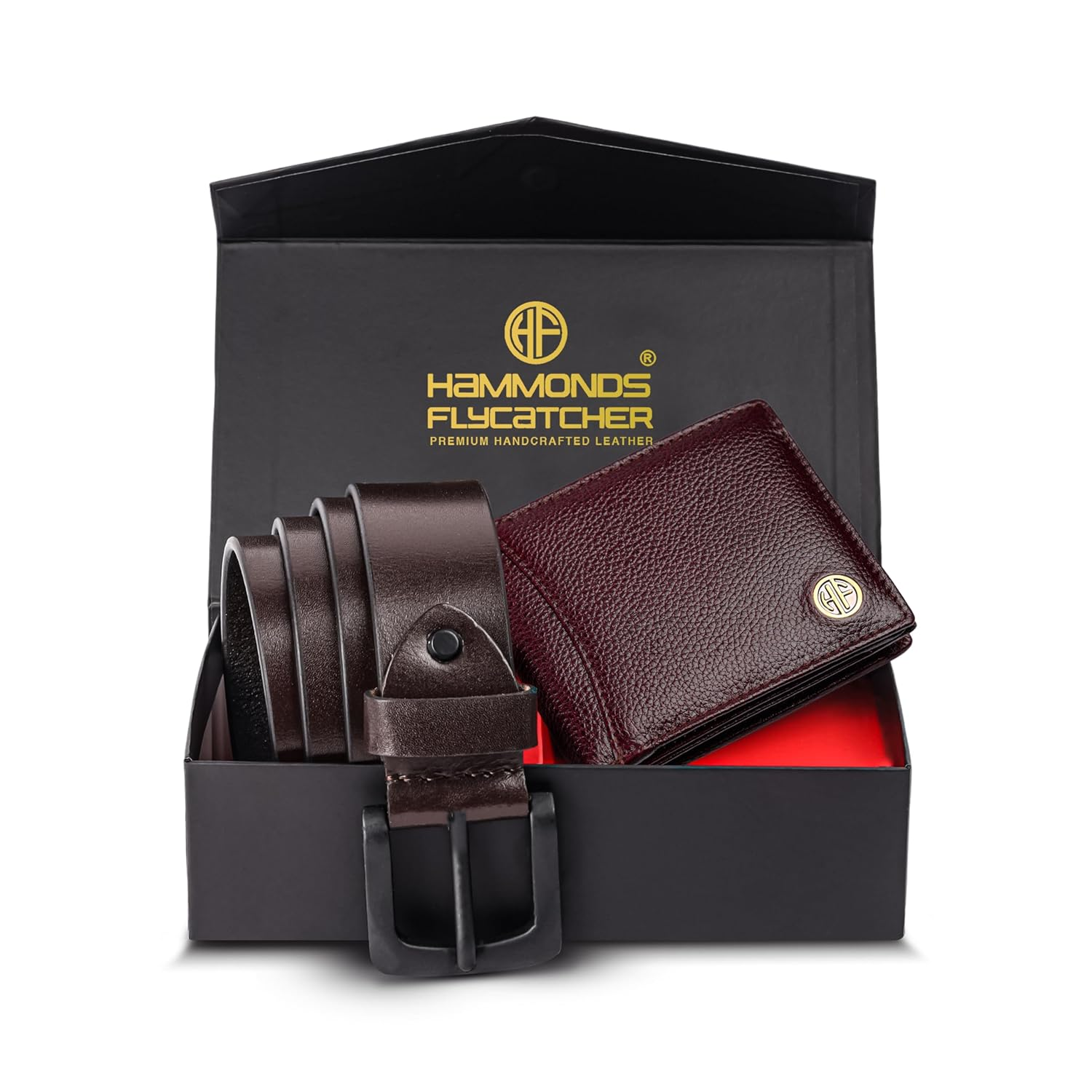 HF Premium Men's Leather Gift Set - Wallet & Belt Combo (Brume Brown)