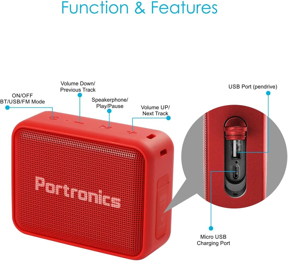 Portronics Dynamo  Portable Bluetooth Speaker (RED)-3