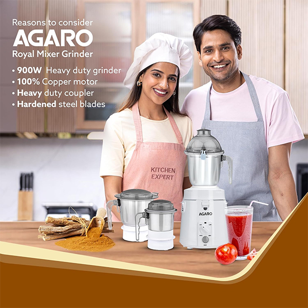 AGARO Royal Heavy Dutty Mixer Grinder - 900W-1