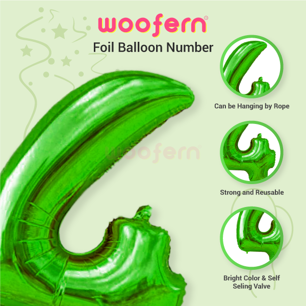 Foil Balloon Number 4 Green 16 inch-3