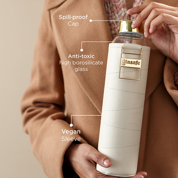 Glasafe Vego Sip Borosilicate Glass Bottle with Vegan Sleeve Dual Combo-6