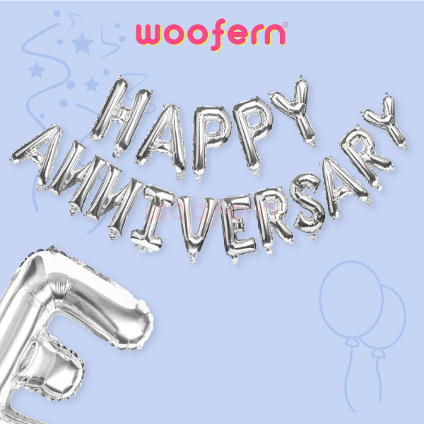Happy Anniversary Foil Balloon 16 inch Balloon Banner (Silver)