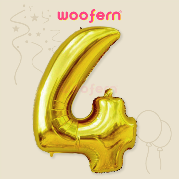 Golden Foil Balloon Number 4 - 16 inch