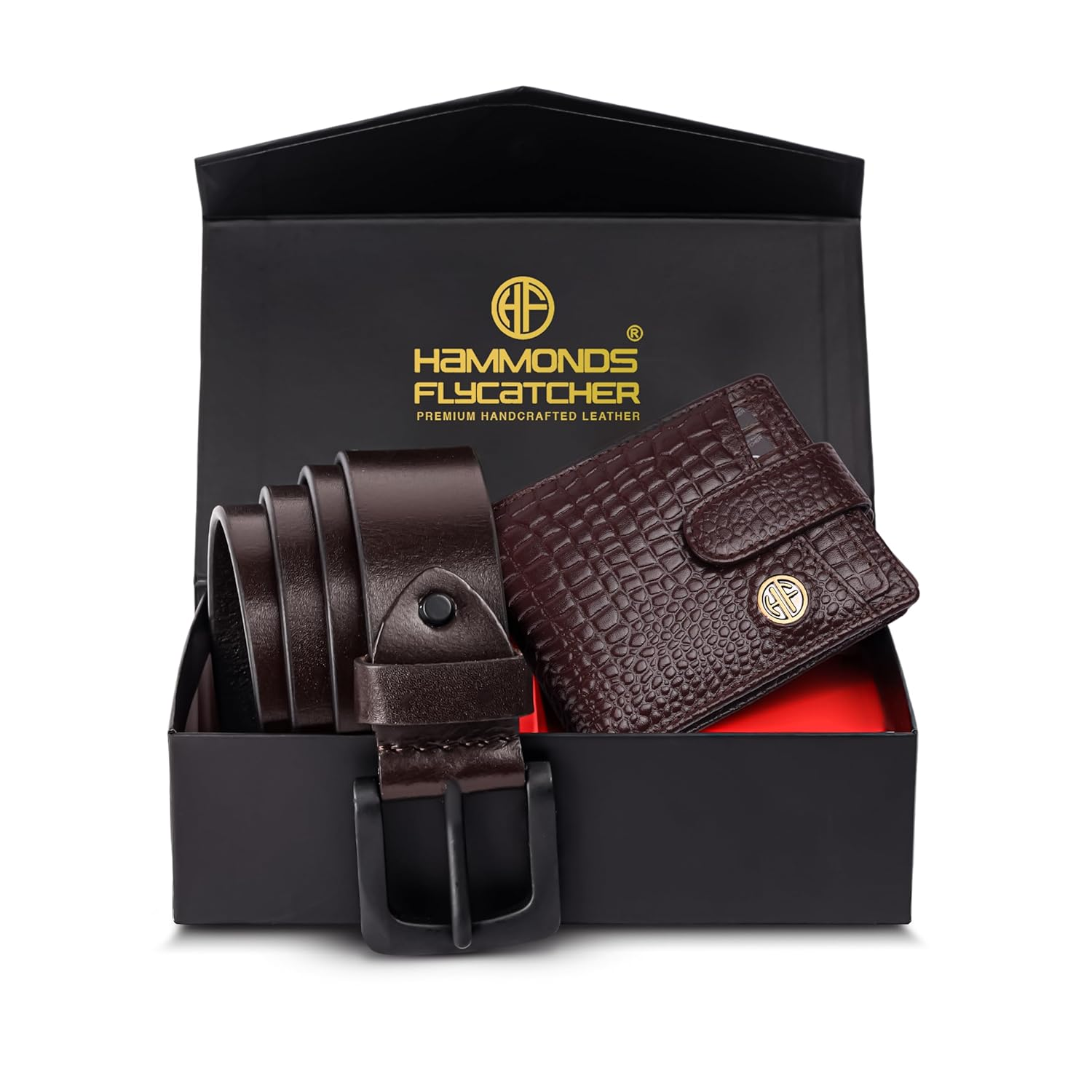 HF Premium Men's Leather Gift Set - Wallet & Belt Combo (Brynn Brown)