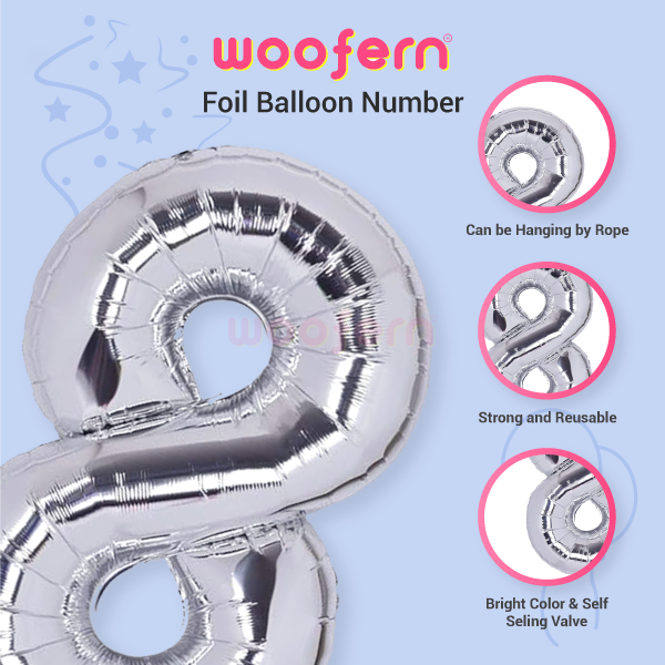 Number 8 Silver Foil Balloon 16 inch-3