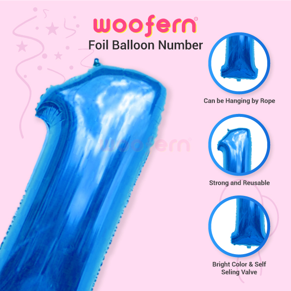 Blue Foil Balloon Number 1 - 16 inch-3
