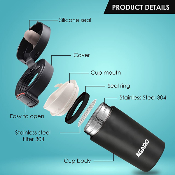 AGARO Elite Stainless Steel 300ML Travel Mug - Black-3