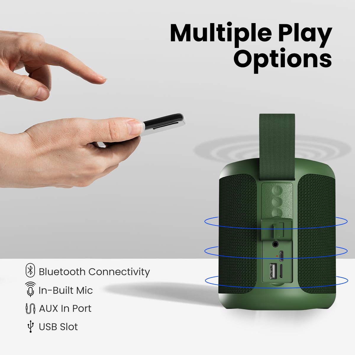 Portronics SoundDrum P 20W Portable Bluetooth Speaker (Green)-4