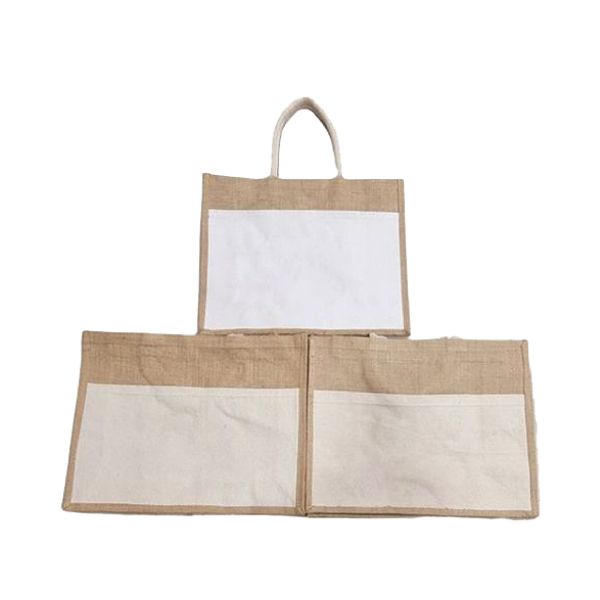 JUTELINE Jute Bag with Zipper Closure, Full Size Front Pocket and Large Handles | Size 18*15*5 inch-1