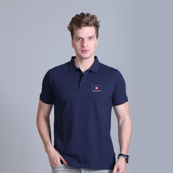 Jacquard Collar Solid - Navy T-shirt