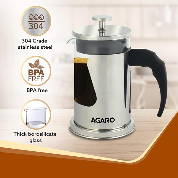 AGARO Crystal French Press Coffee Maker - 600 ML-4