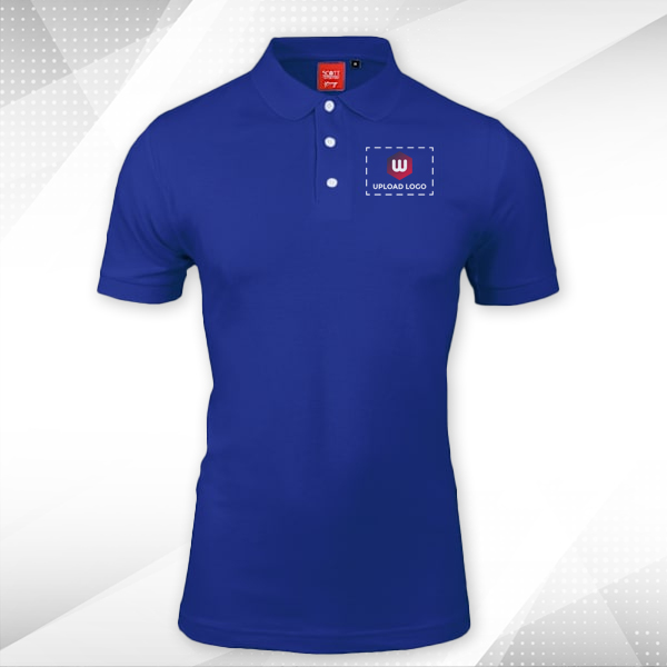 Scott Young Polo T-shirt for Men Royal Blue - Custom Logo Left Chest