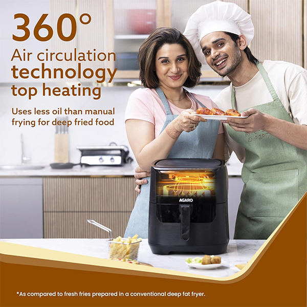 AGARO Elegant Air Fryer 1800W - 6.5L Black-1