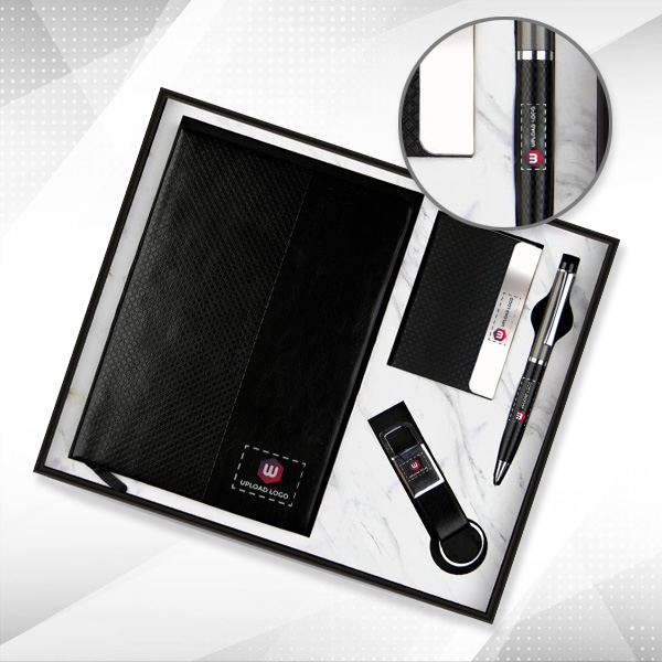Personalized 4-in-1 Diary Executive Gift Set for Clients & Employees (Black)-0