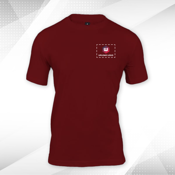 Skinta Fit Half Sleeve Round Neck T-Shirt for Men (Maroon) - Custom Logo Left Chest