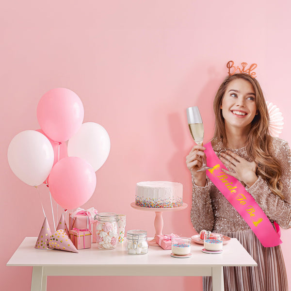 Bride-to-Be Gold Pink Sash and Crown Set