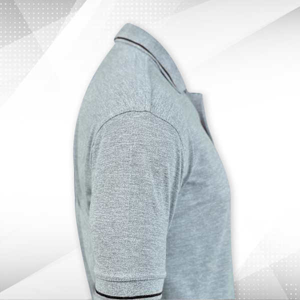 Scott Organic Cotton Polo T-Shirt for Men Grey Melange with Black - Custom Logo Left Chest-2