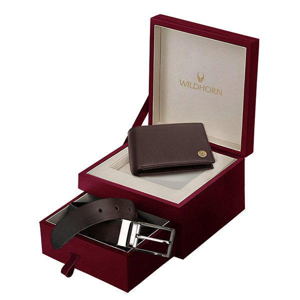 WILDHORN SEYMOUR Leather Wallet & Belt – Premium Gift for Men (Brown)