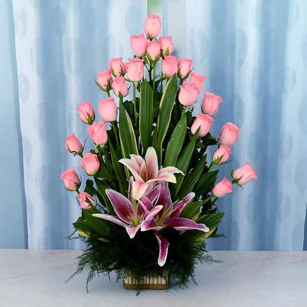 Rose Lilies Basket Combo