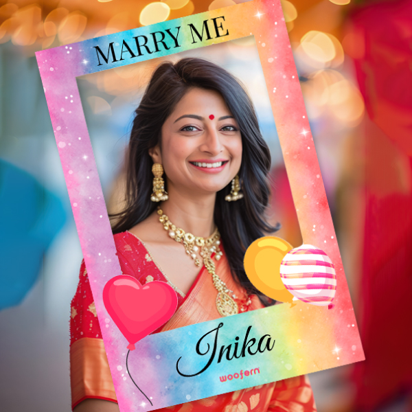 Romantic Proposal Photo Booth Frame with Custom Name-1