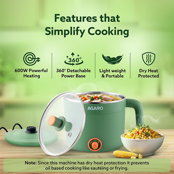 AGARO Regency Multi-Cook Kettle – 1.2L, 600W-2