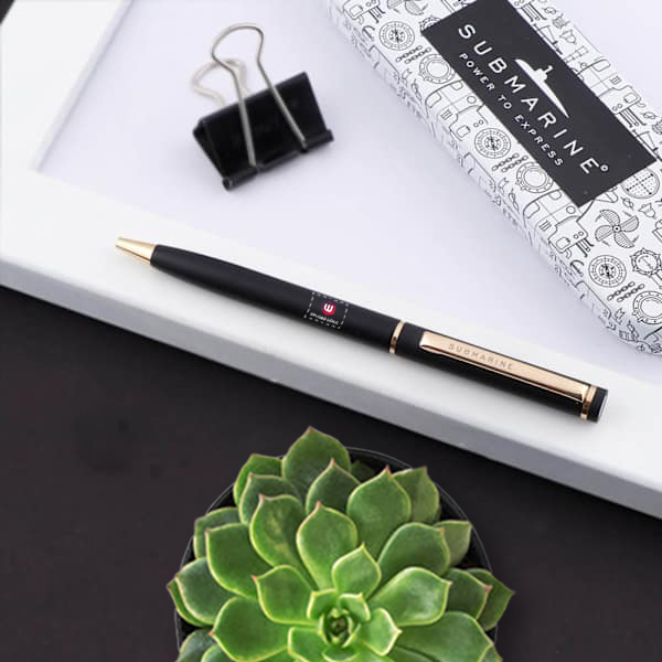 Elegant Black Ballpoint Pen - Customizable with Logo-1