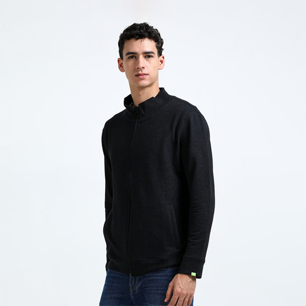 Caslay High Neck Jacket with Custom Logo (Charcoal Melange)-4