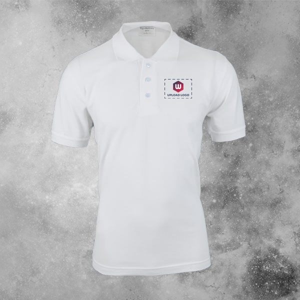 Embroidered Classic Polo T-shirt for Men White – Custom Logo Left Chest