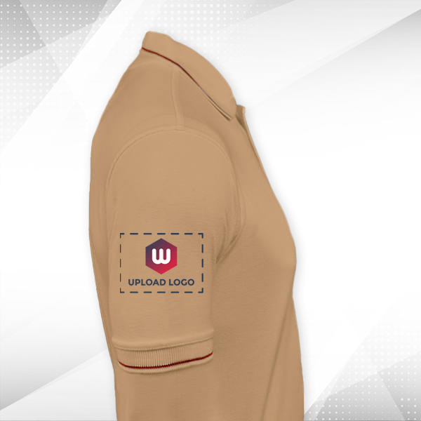 Highline Polo T-shirt for Men Beige with Brown – Custom Logo Left Chest & Right Arm-1