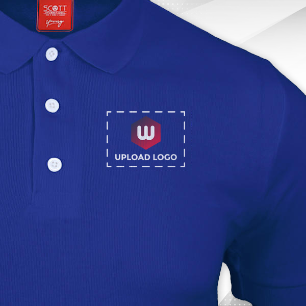Scott Young Polo T-shirt for Men Royal Blue - Custom Logo Left Chest-1