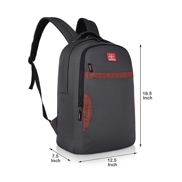 WILDHORN Aarhus Laptop Backpack with Compression Straps (Grey & Orange)-5