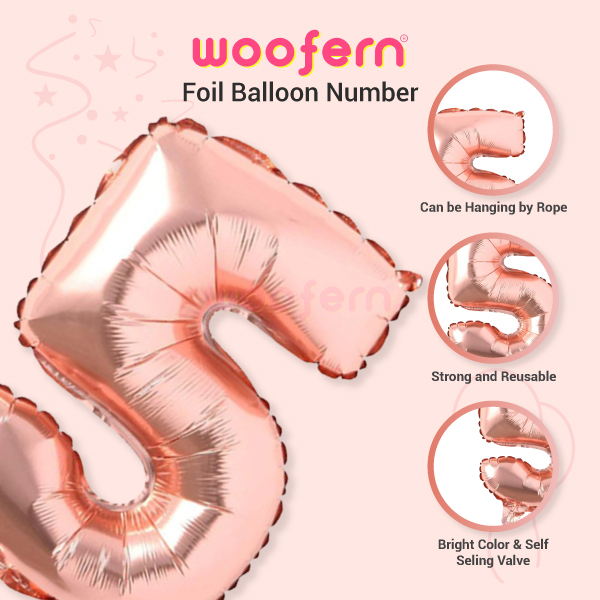 Rose Gold Foil Balloon  Number 5-16 inch-3