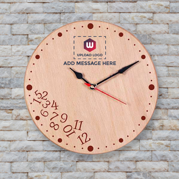 BioQ Round Wooden Wall Clock  Customized with Logo and Message-0