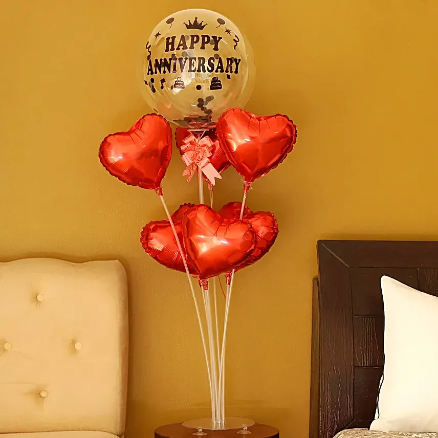 Red Hearts Happy Anniversary Balloon Bouquet-0