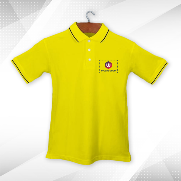 Scott Organic Cotton Polo T-Shirt for Men Yellow with Blue - Custom Logo Left Chest-3