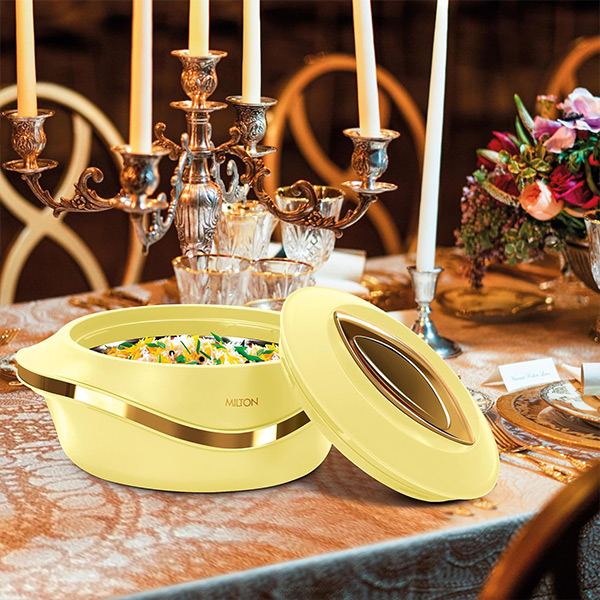 MILTON Pearl Inner Stainless Steel Jr. Casserole - Set of 3 (455 ml, 860 ml, 1270 ml) - Ivory-1