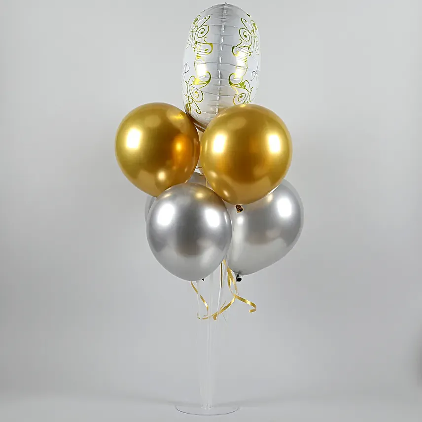Gold & Silver Anniversary Balloon Bouquet-3