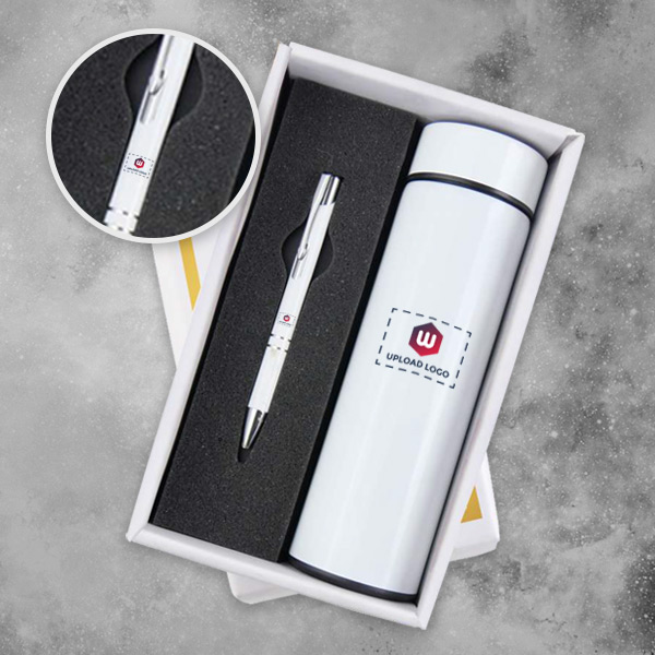 Customized Corporate Gift 2 IN 1 Bottle Set (White)-0
