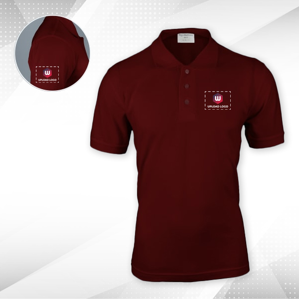 Embroidered Classic Polo T-shirt for Men Maroon – Custom Logo Left Chest & Right Arm