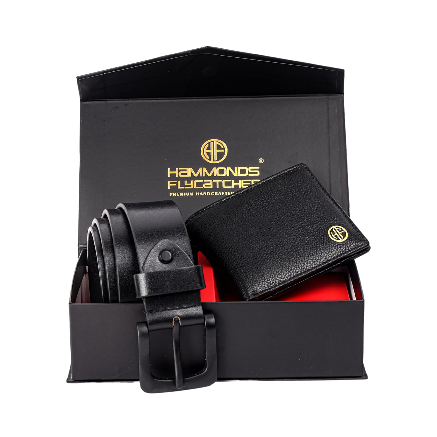 HF Premium Men's Leather Gift Set - Wallet & Belt Combo (Black)