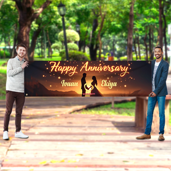 Personalized Happy Anniversary Banner for Couple-0