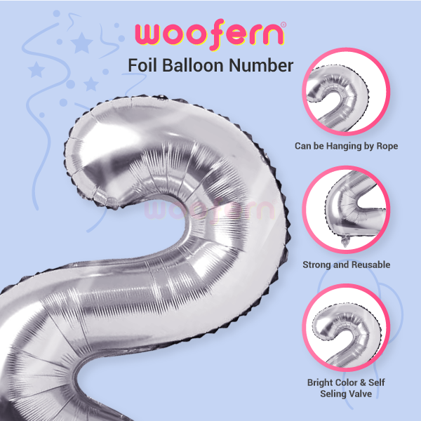 Number 2 Silver Foil Balloon 16 inch-3