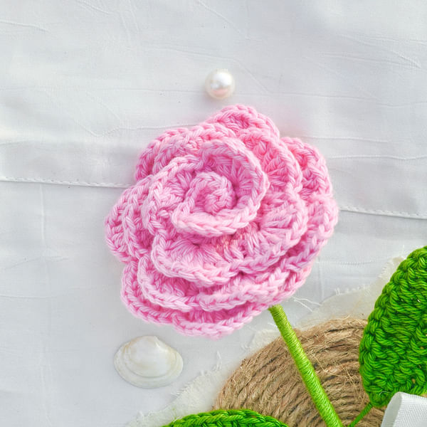 Handcrafted Crochet Pink Rose-1