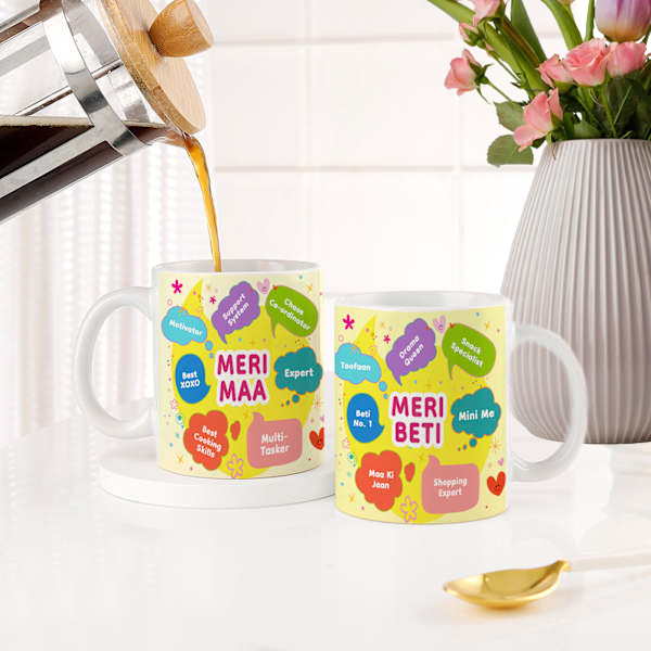 Maa & Beti Custom Mug Duo – Heartfelt Mother's Day Gift-0