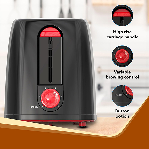 AGARO Olympia Pop Up Toaster - 750 W (Black)-4