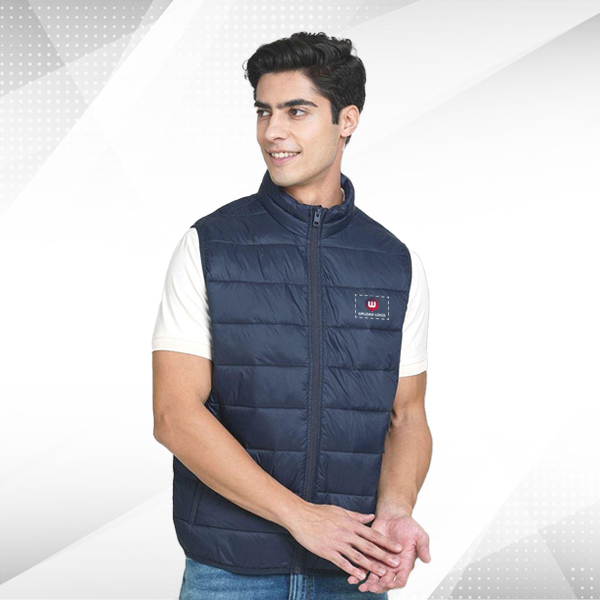Jack & Jones Ethan Sleeveless Puffer Jacket with Custom Logo- (Navy Blue)